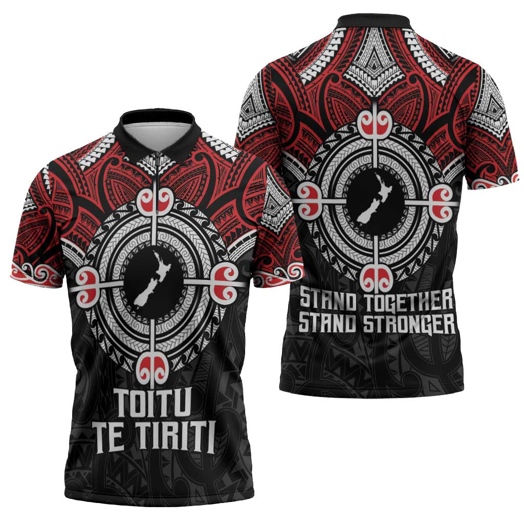Aotearoa Proud To Be Maori Zipper Polo Shirt New Zealand Fight Together LT9 - Polynesian Pride