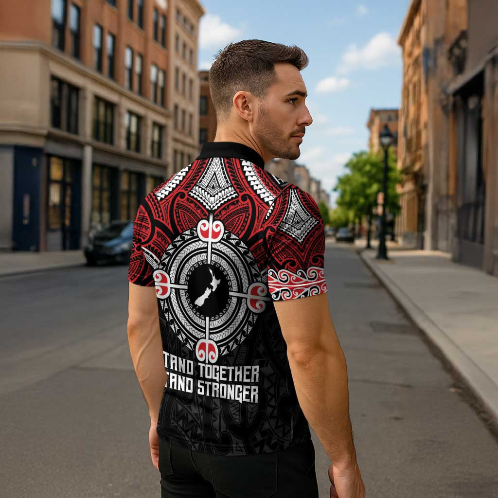 Aotearoa Proud To Be Maori Zipper Polo Shirt New Zealand Fight Together LT9 - Polynesian Pride
