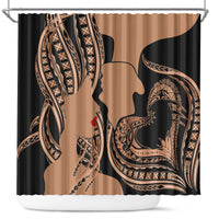 Personalised Valentines Day Romantic Lovers Shower Curtain LT9 Gold - Polynesian Pride