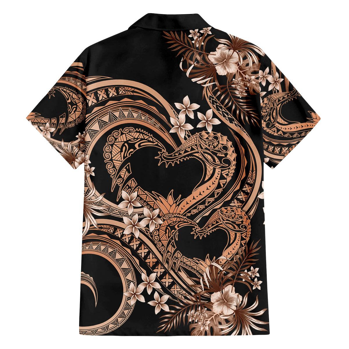 Polynesia Valentines Day Forever In My Heart Tattoo Family Matching Long Sleeve Bodycon Dress and Hawaiian Shirt Gold Style LT9 - Polynesian Pride