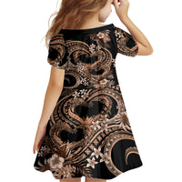 Polynesia Valentines Day Forever In My Heart Tattoo Kid Short Sleeve Dress Gold Style LT9 - Polynesian Pride