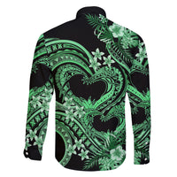Polynesia Valentines Day Forever In My Heart Tattoo Family Matching Off Shoulder Long Sleeve Dress and Hawaiian Shirt Green Style LT9 - Polynesian Pride