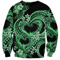 Polynesia Valentines Day Forever In My Heart Tattoo Sweatshirt Green Style LT9 Unisex Green - Polynesian Pride