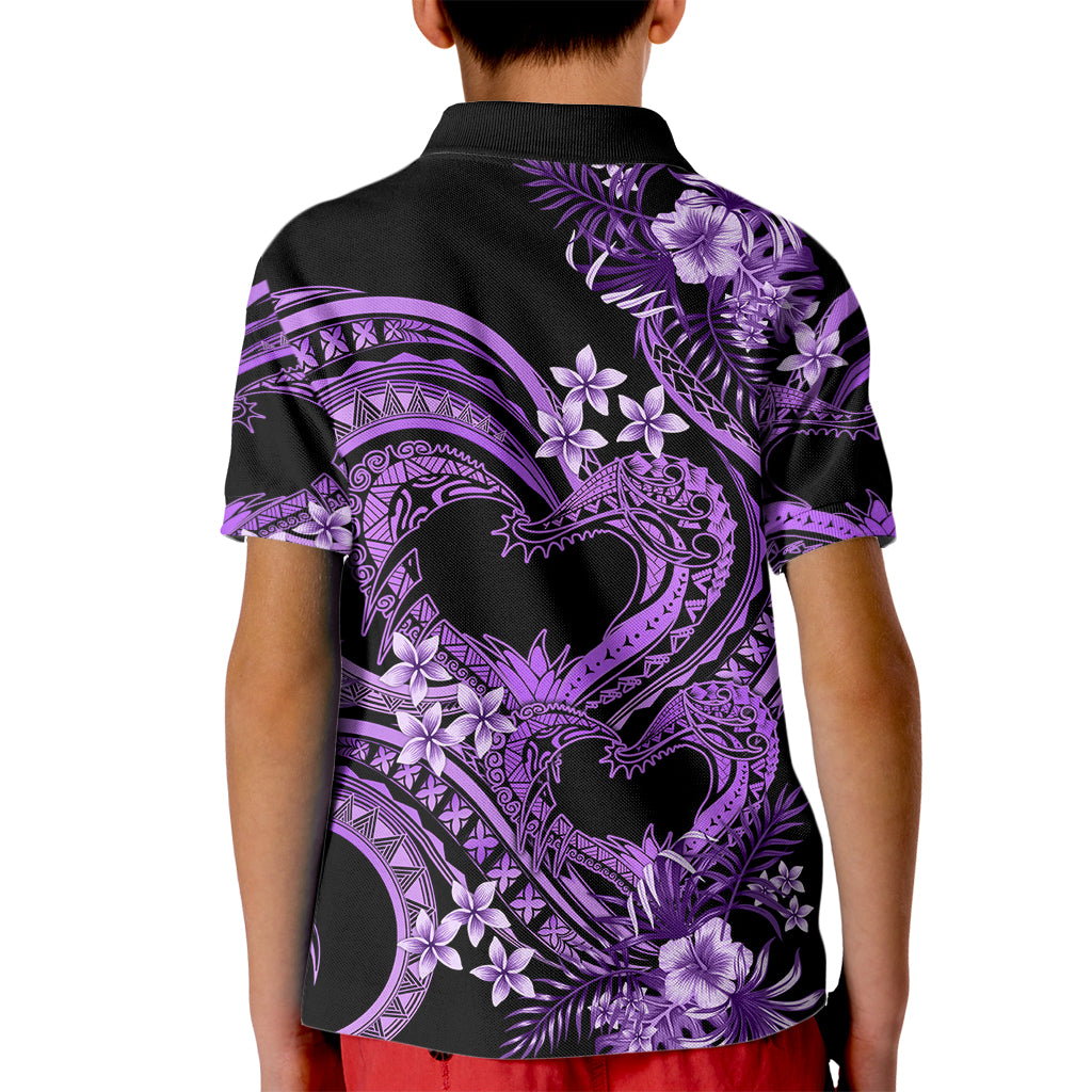 Polynesia Valentines Day Forever In My Heart Tattoo Kid Polo Shirt Purple Style LT9 - Polynesian Pride