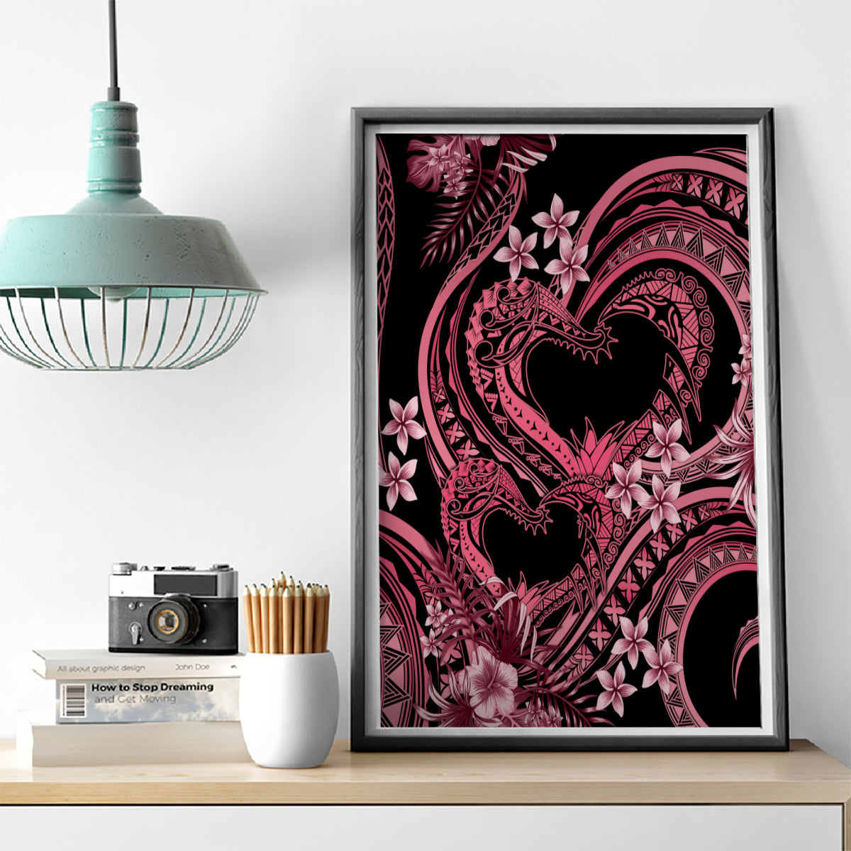 Polynesia Valentines Day Forever In My Heart Tattoo Canvas Wall Art Pink Style LT9 - Polynesian Pride