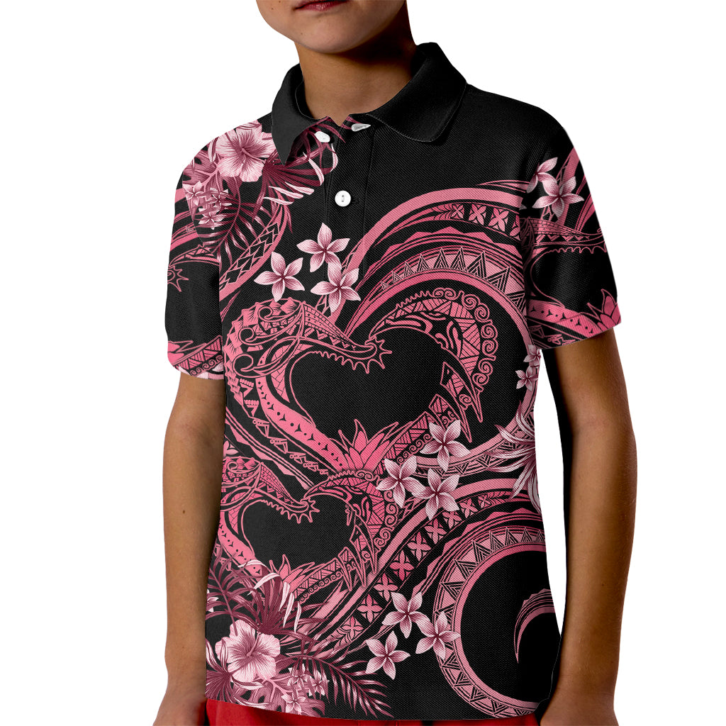 Polynesia Valentines Day Forever In My Heart Tattoo Kid Polo Shirt Pink Style LT9 Kid Pink - Polynesian Pride