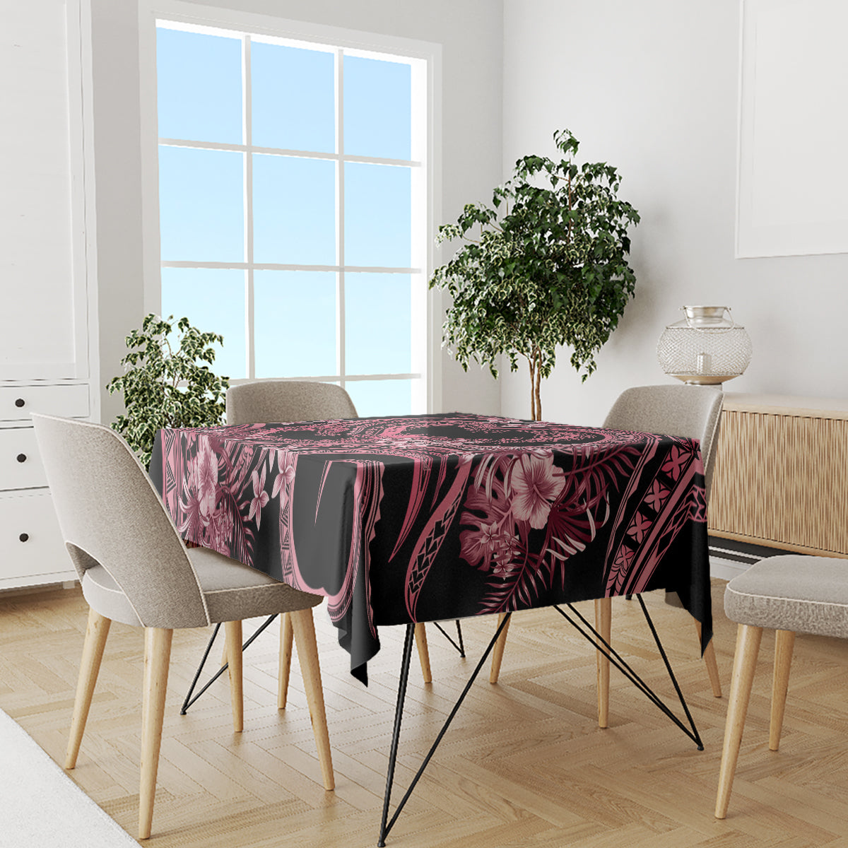 Polynesia Valentines Day Forever In My Heart Tattoo Tablecloth Pink Style LT9 - Polynesian Pride