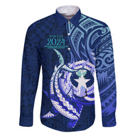 Personalised Northern Mariana Islands Family Matching Off Shoulder Maxi Dress and Hawaiian Shirt Commonwealth Day 2024 LT9 Dad's Shirt - Long Sleeve Ocean Blue - Polynesian Pride
