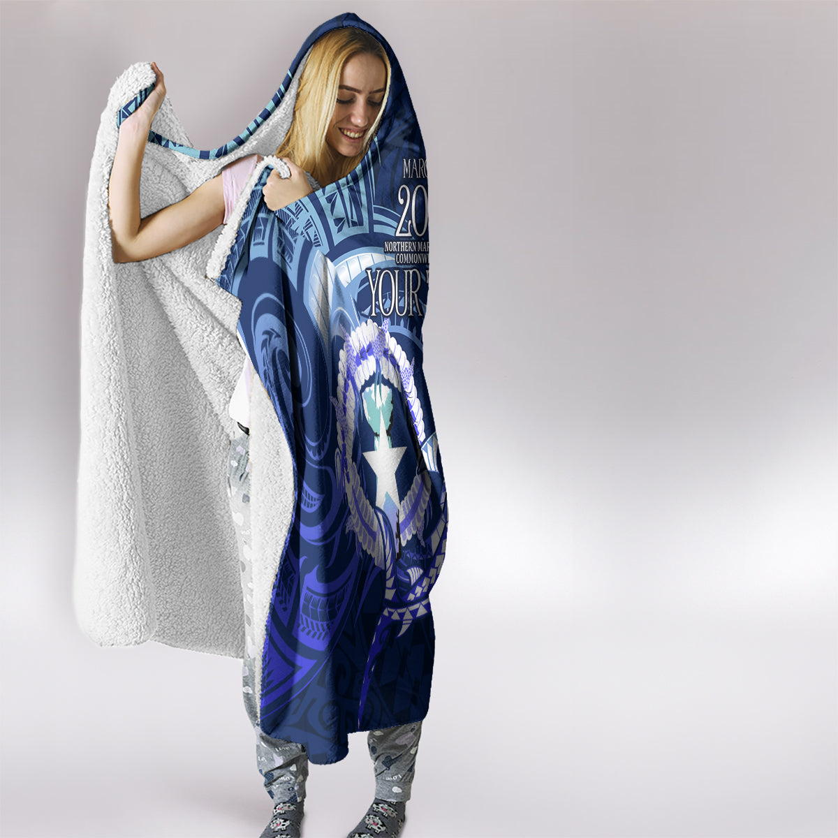 Personalised Northern Mariana Islands Hooded Blanket Commonwealth Day 2024