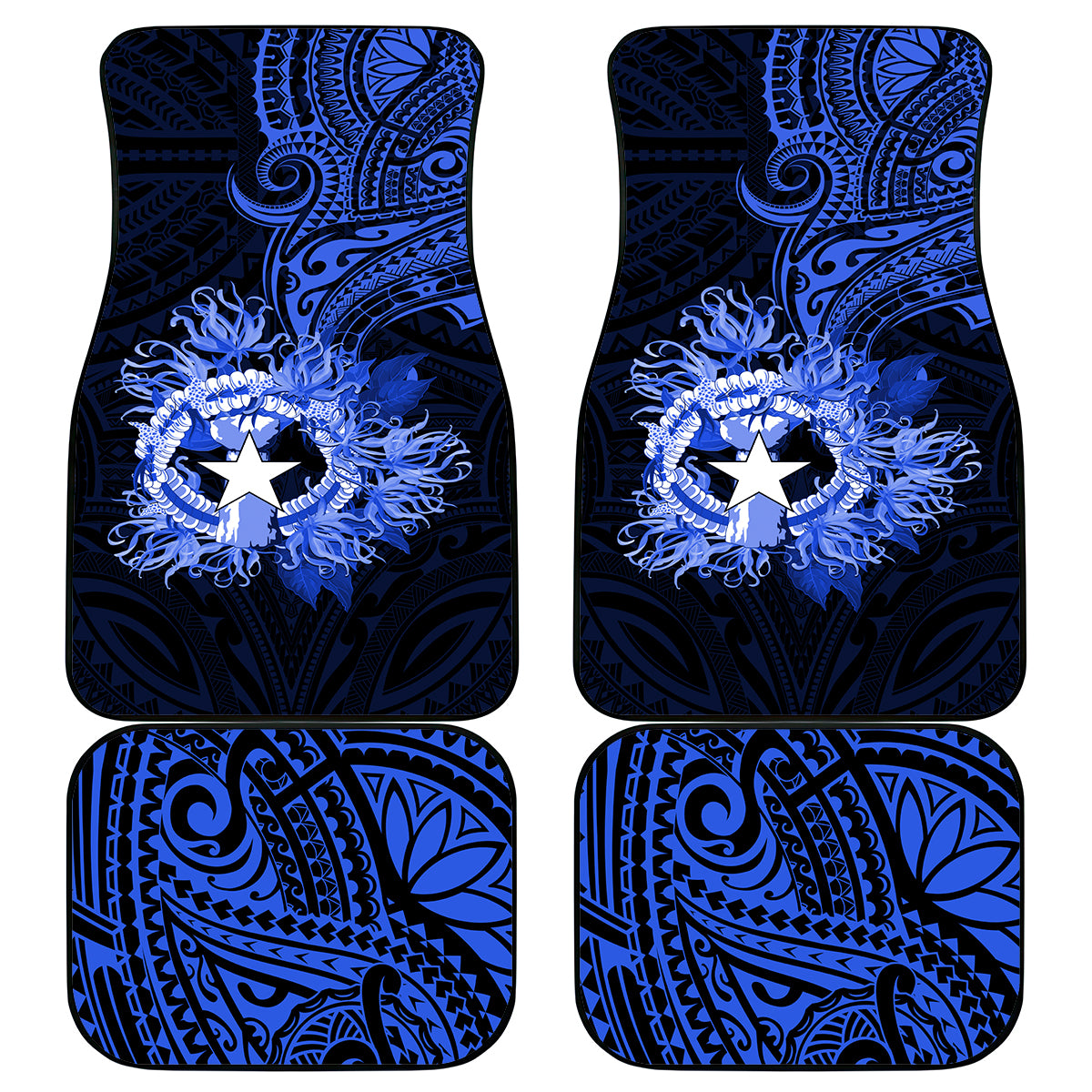 Northern Mariana Islands Ylang-ylang Mwarmwar Car Mats Polynesian Blue Style LT9 - Polynesian Pride