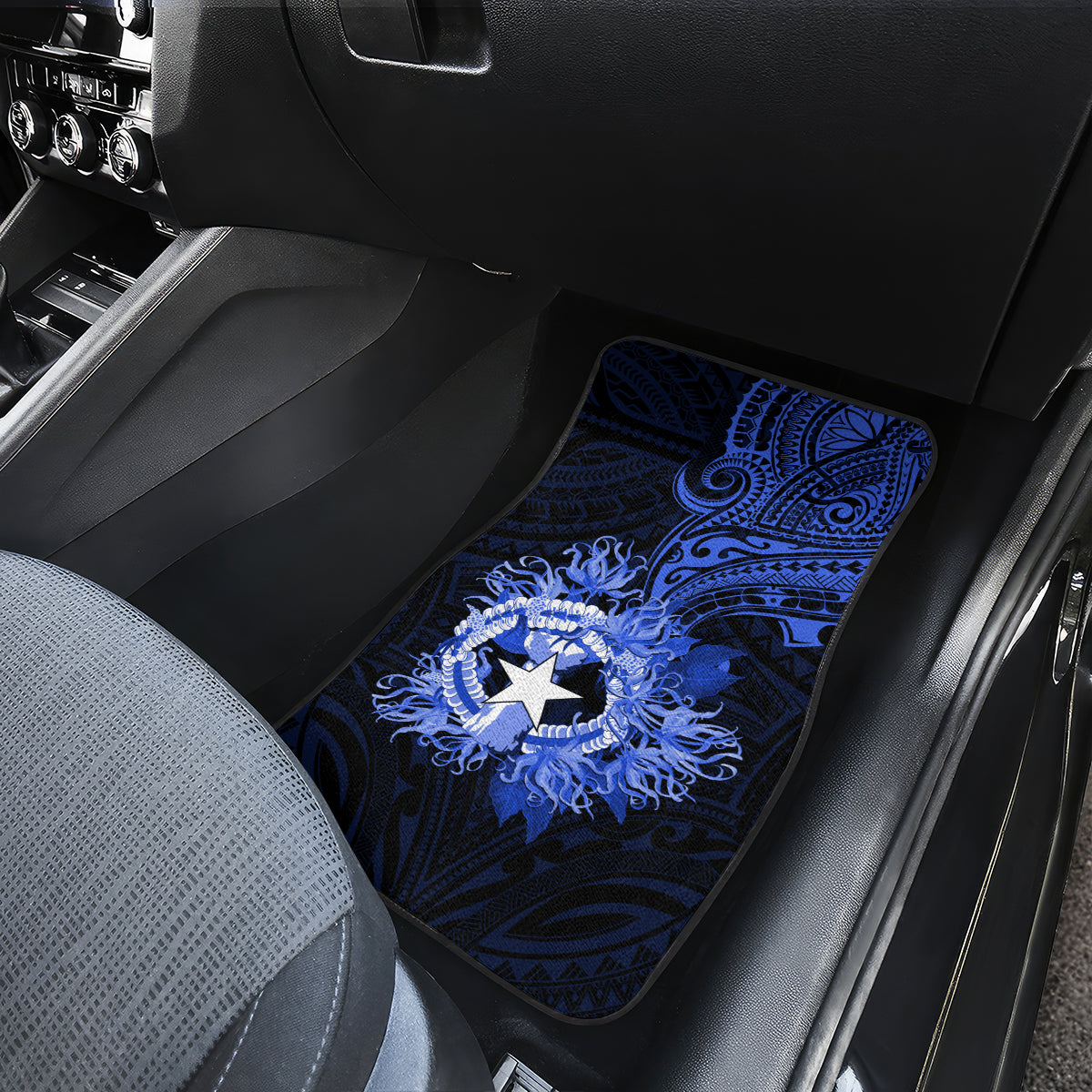 Northern Mariana Islands Ylang-ylang Mwarmwar Car Mats Polynesian Blue Style LT9 - Polynesian Pride