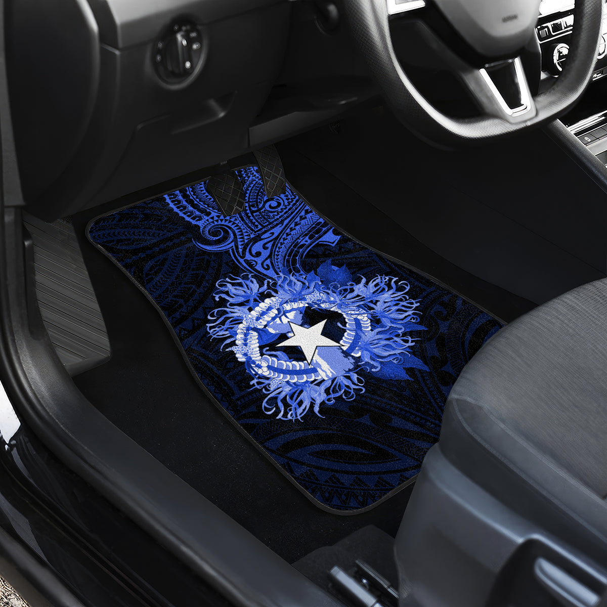 Northern Mariana Islands Ylang-ylang Mwarmwar Car Mats Polynesian Blue Style LT9 - Polynesian Pride