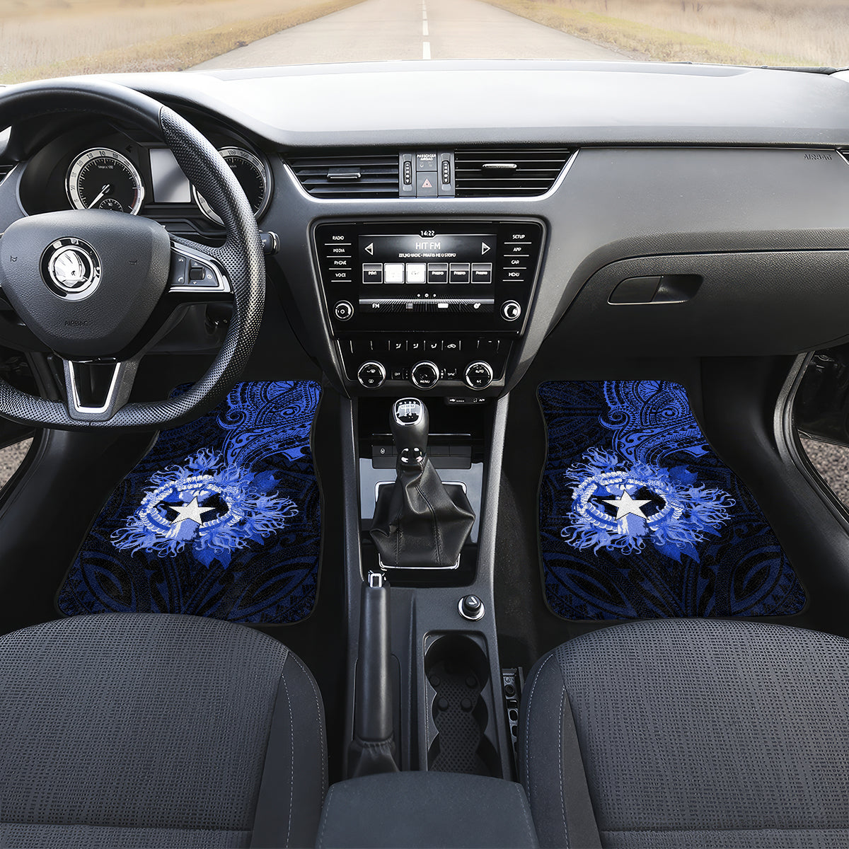 Northern Mariana Islands Ylang-ylang Mwarmwar Car Mats Polynesian Blue Style LT9 Set 2pcs - Front Blue - Polynesian Pride