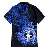 Northern Mariana Islands Ylang-ylang Mwarmwar Family Matching Off Shoulder Maxi Dress and Hawaiian Shirt Polynesian Blue Style LT9 - Polynesian Pride