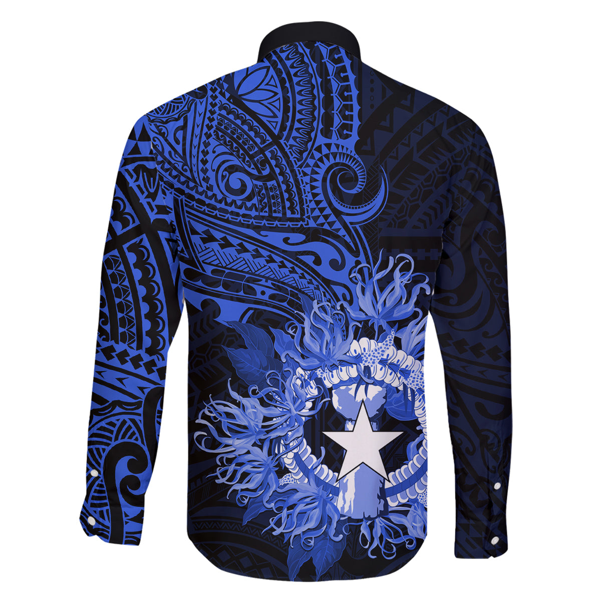 Northern Mariana Islands Ylang-ylang Mwarmwar Family Matching Off Shoulder Short Dress and Hawaiian Shirt Polynesian Blue Style LT9 - Polynesian Pride