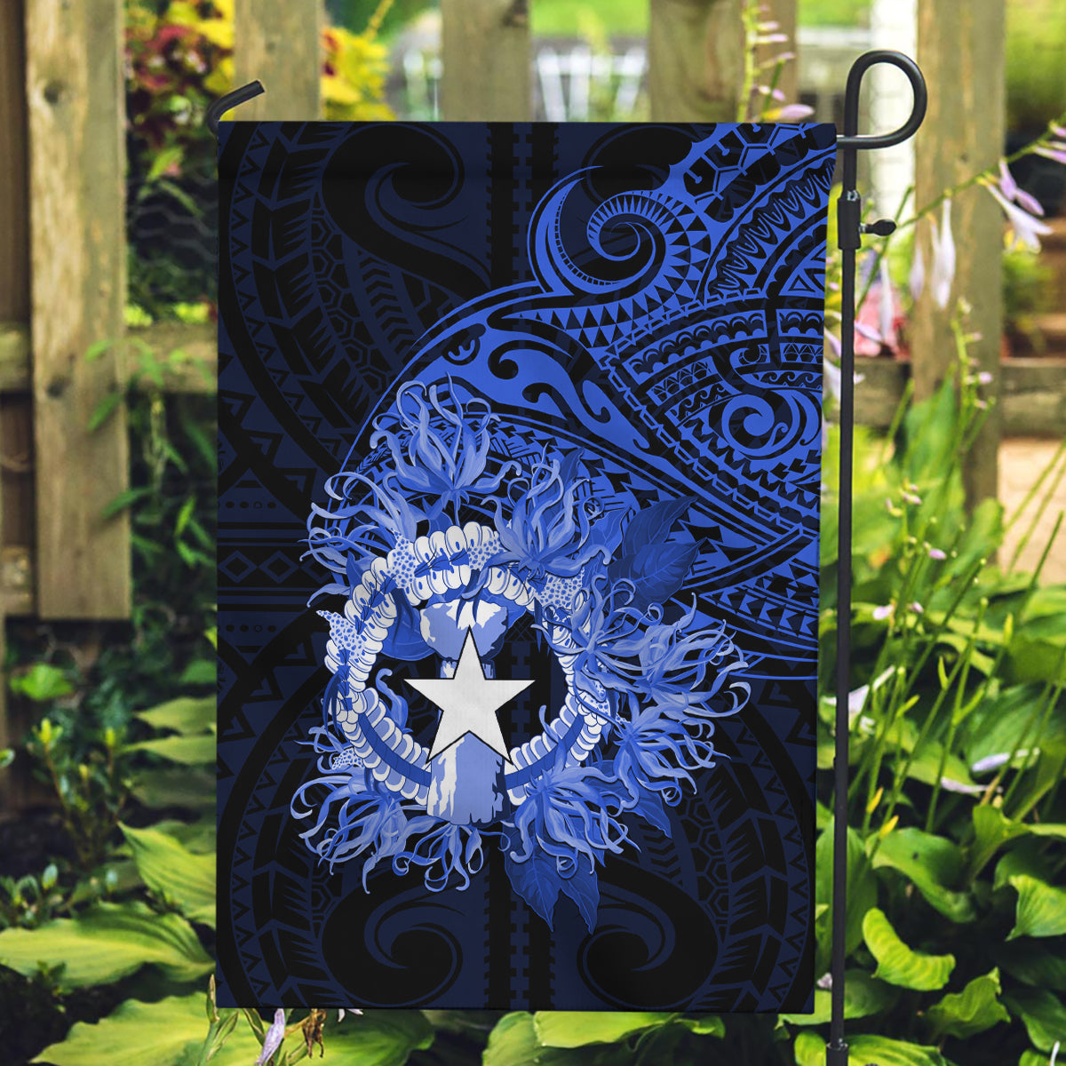 Northern Mariana Islands Ylang-ylang Mwarmwar Garden Flag Polynesian Blue Style LT9 Garden Flag Blue - Polynesian Pride