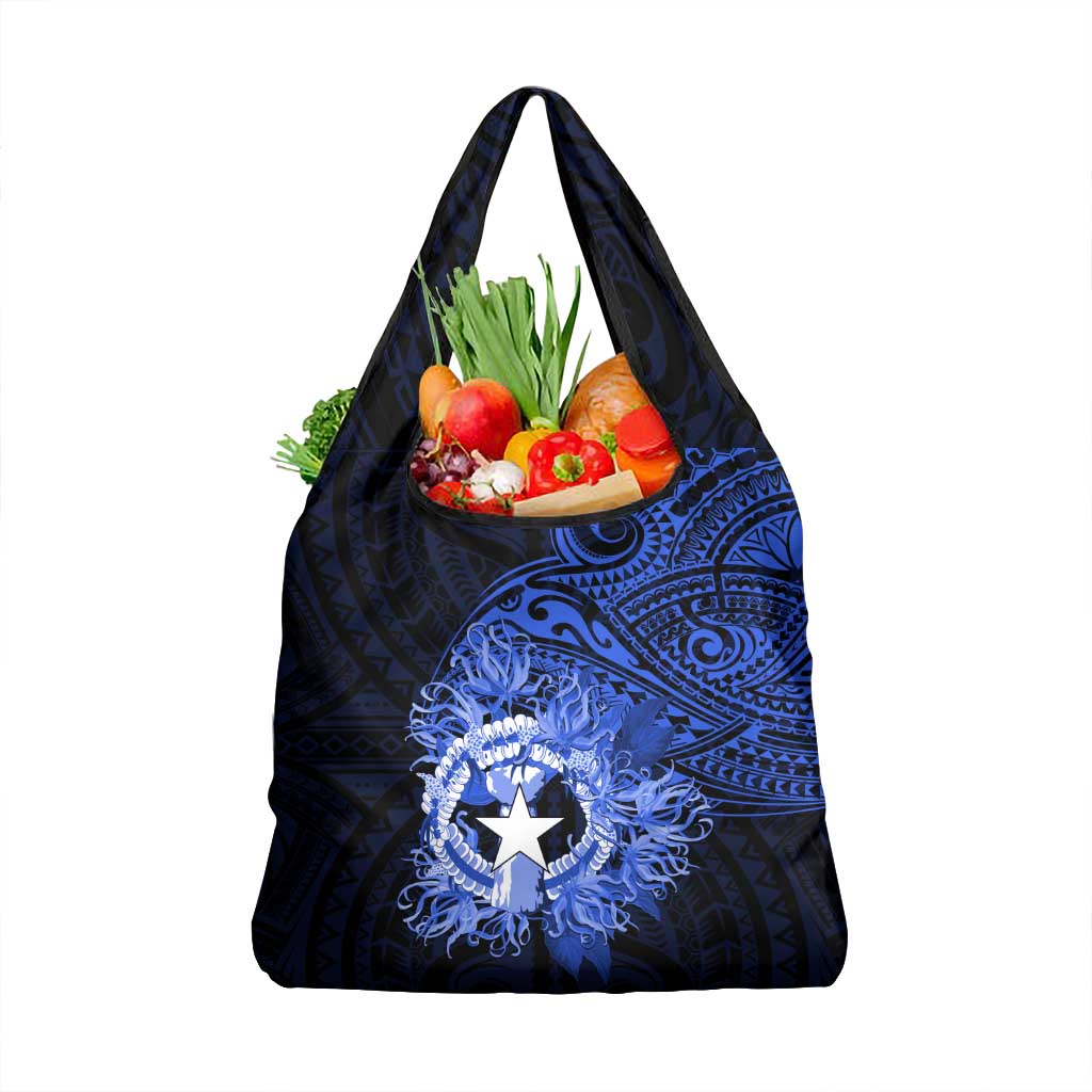 Northern Mariana Islands Ylang-ylang Mwarmwar Grocery Bag Polynesian Blue Style LT9 1-pack One Size Blue - Polynesian Pride