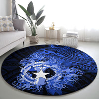 Northern Mariana Islands Ylang-ylang Mwarmwar Round Carpet Polynesian Blue Style LT9 - Polynesian Pride
