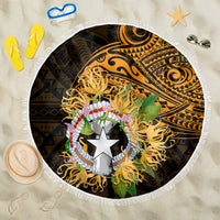 Northern Mariana Islands Ylang-ylang Mwarmwar Beach Blanket Polynesian Gold Style LT9 One Size 150cm Gold - Polynesian Pride