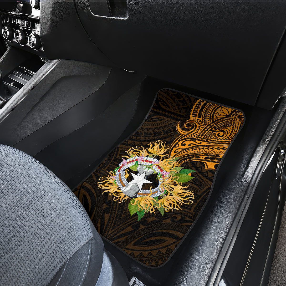 Northern Mariana Islands Ylang-ylang Mwarmwar Car Mats Polynesian Gold Style LT9 - Polynesian Pride