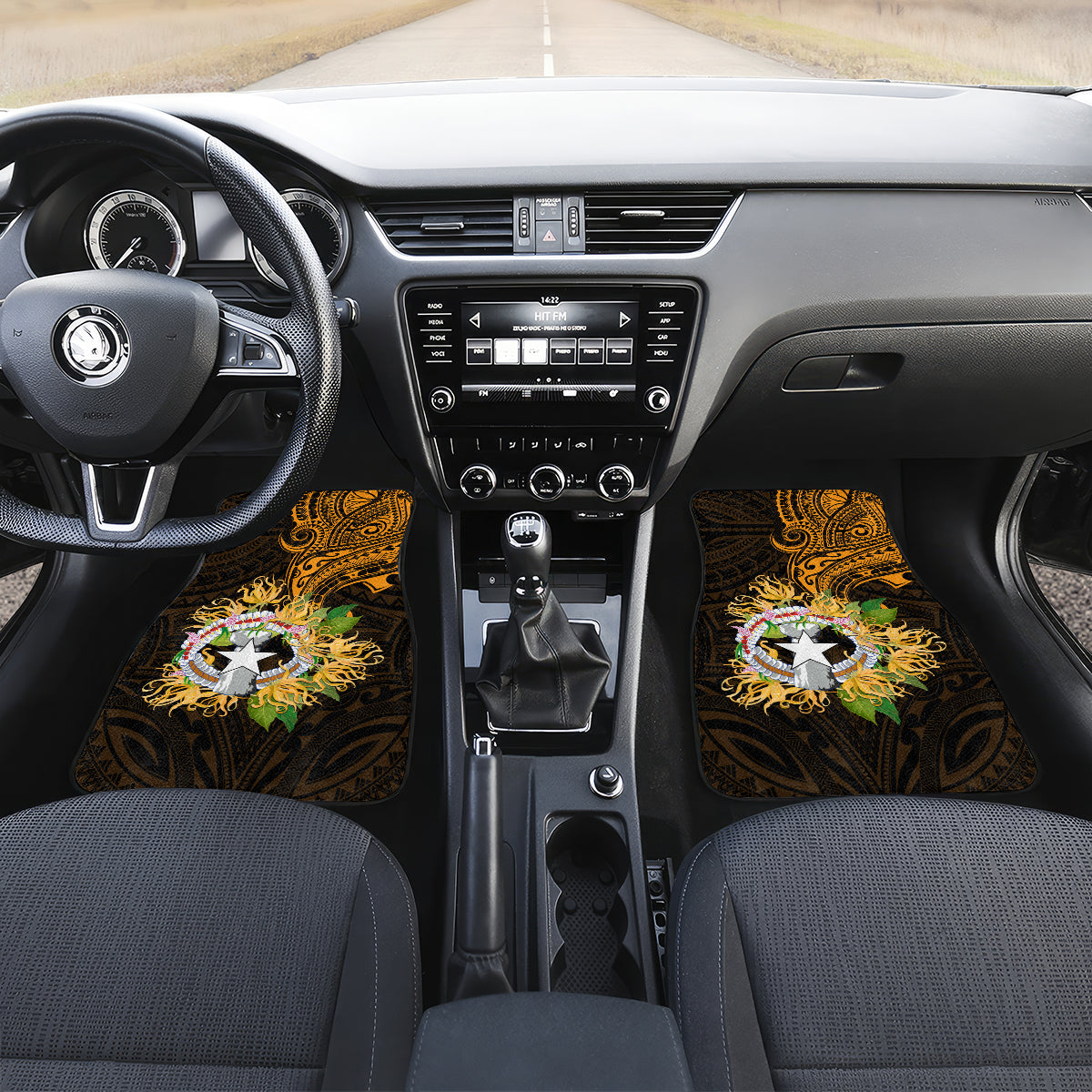 Northern Mariana Islands Ylang-ylang Mwarmwar Car Mats Polynesian Gold Style LT9 Set 2pcs - Front Gold - Polynesian Pride