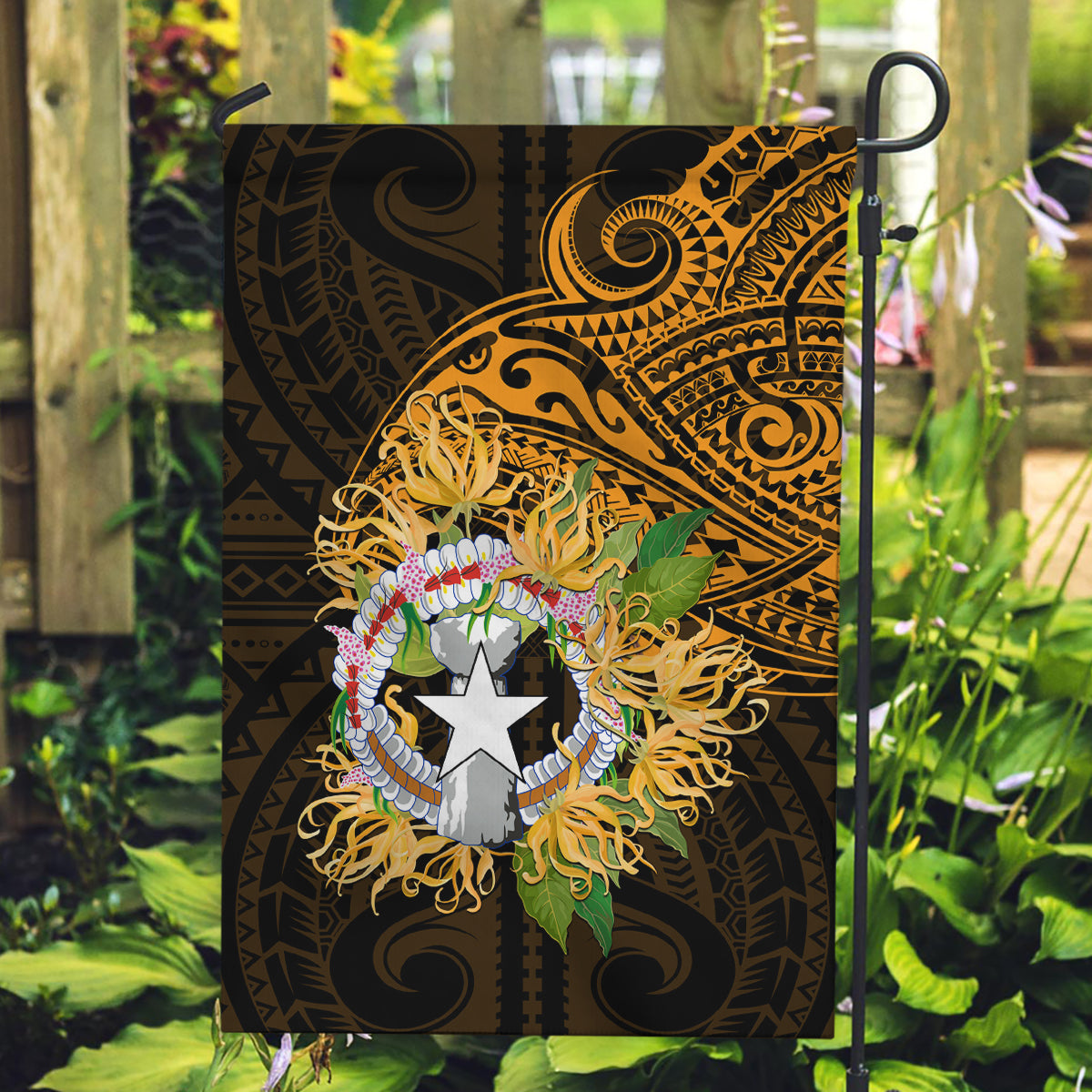 Northern Mariana Islands Ylang-ylang Mwarmwar Garden Flag Polynesian Gold Style LT9 Garden Flag Gold - Polynesian Pride