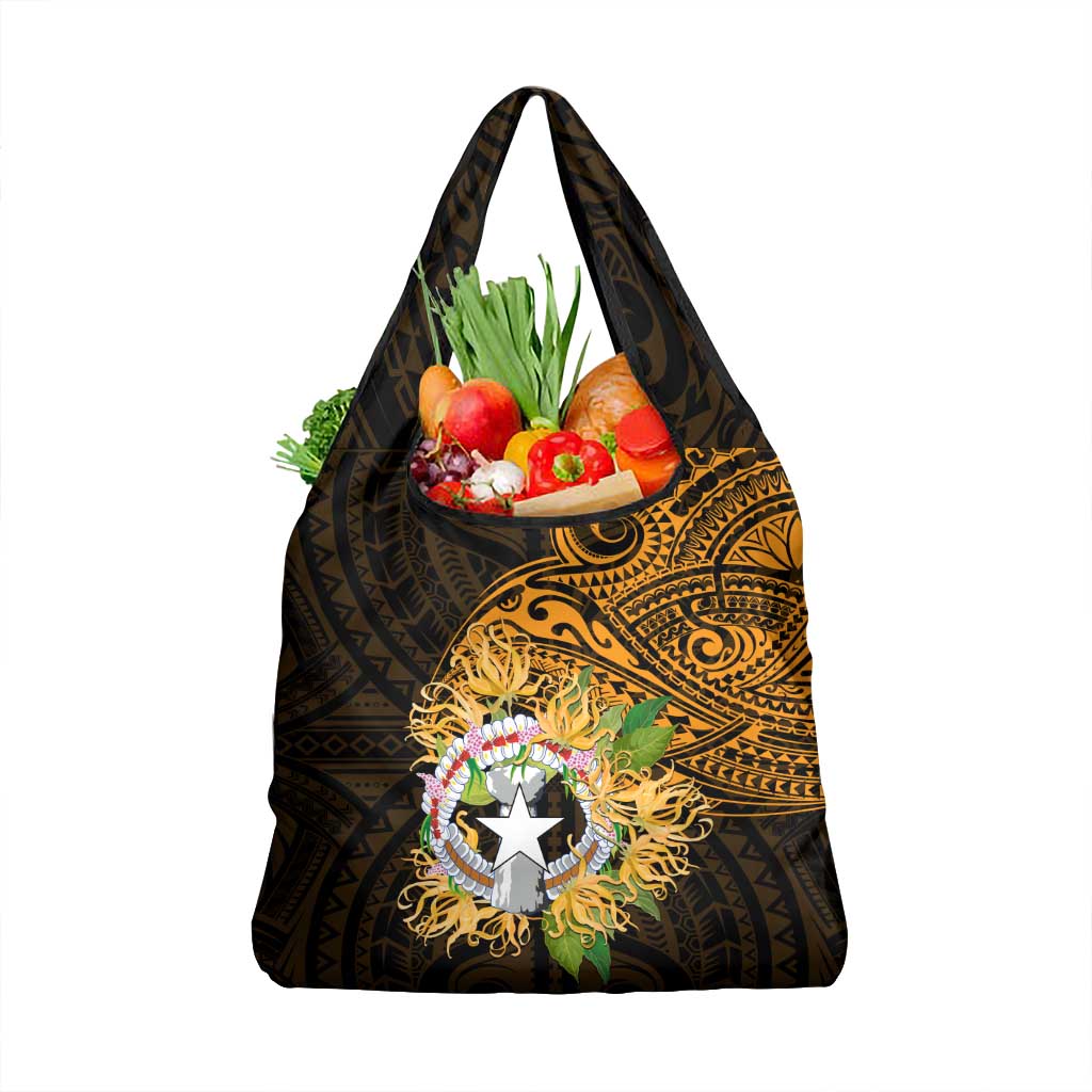Northern Mariana Islands Ylang-ylang Mwarmwar Grocery Bag Polynesian Gold Style LT9 1-pack One Size Gold - Polynesian Pride