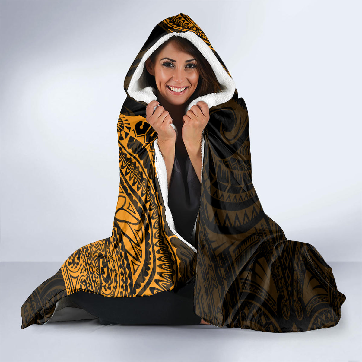 Northern Mariana Islands Ylang-ylang Mwarmwar Hooded Blanket Polynesian Gold Style LT9 - Polynesian Pride