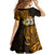 Northern Mariana Islands Ylang-ylang Mwarmwar Kid Short Sleeve Dress Polynesian Gold Style LT9 - Polynesian Pride