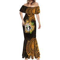 Northern Mariana Islands Ylang-ylang Mwarmwar Mermaid Dress Polynesian Gold Style LT9 - Polynesian Pride