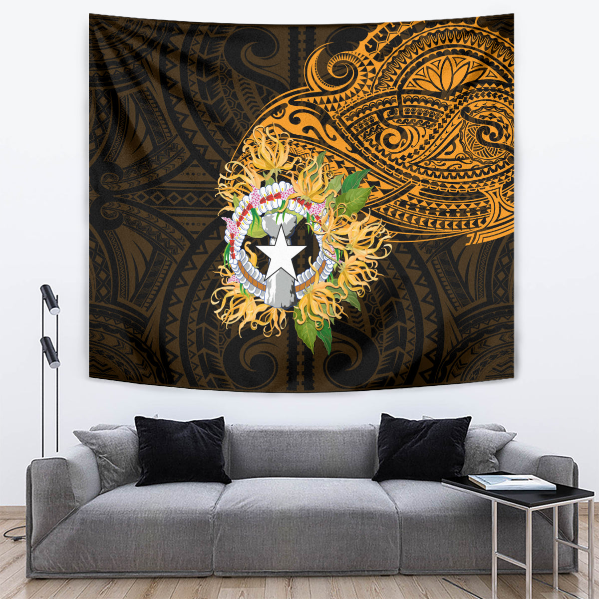 Northern Mariana Islands Ylang-ylang Mwarmwar Tapestry Polynesian Gold Style LT9 Gold - Polynesian Pride