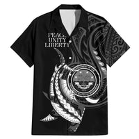 Personalised FSM Culture Day Family Matching Mermaid Dress and Hawaiian Shirt Hammerhead Shark Tribal 2024 LT9 Dad's Shirt - Short Sleeve Black - Polynesian Pride