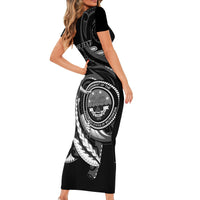 Personalised FSM Culture Day Short Sleeve Bodycon Dress Hammerhead Shark Tribal 2024 LT9 - Polynesian Pride