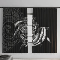 Personalised FSM Culture Day Window Curtain Hammerhead Shark Tribal 2024 LT9 With Hooks Black - Polynesian Pride