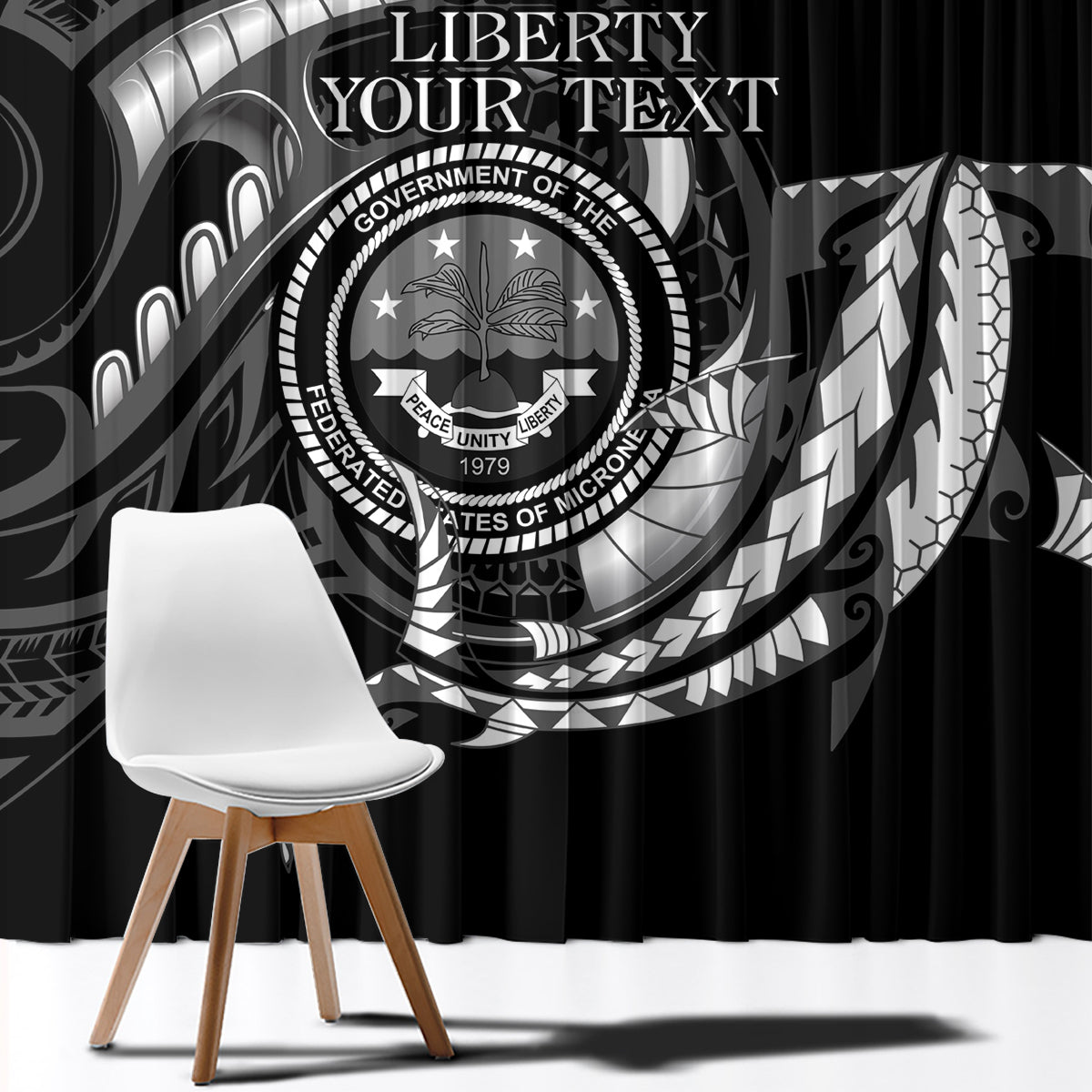 Personalised FSM Culture Day Window Curtain Hammerhead Shark Tribal 2024 LT9 - Polynesian Pride