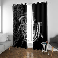 Personalised FSM Culture Day Window Curtain Hammerhead Shark Tribal 2024 LT9 With Grommets Black - Polynesian Pride