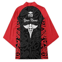 New Zealand Nurse RN 2026 Personalised Kimono Red Maori Pattern Cultural Pride