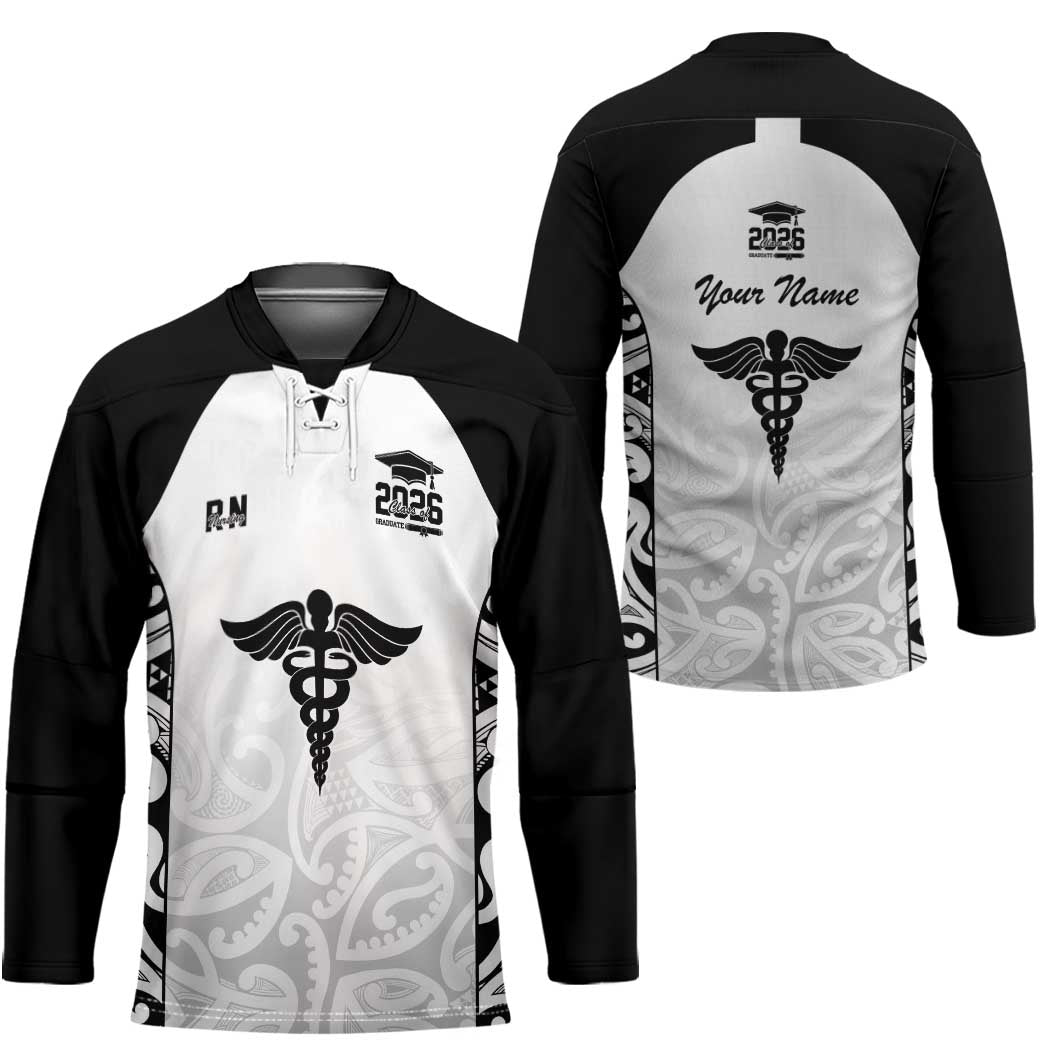 New Zealand Nurse RN 2026 Personalised Hockey Jersey White Maori Pattern Cultural Pride