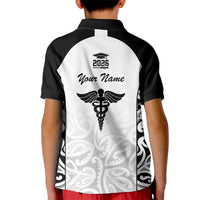 New Zealand Nurse RN 2026 Personalised Kid Polo Shirt White Maori Pattern Cultural Pride