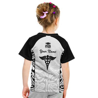 New Zealand Nurse RN 2026 Personalised Kid T Shirt White Maori Pattern Cultural Pride