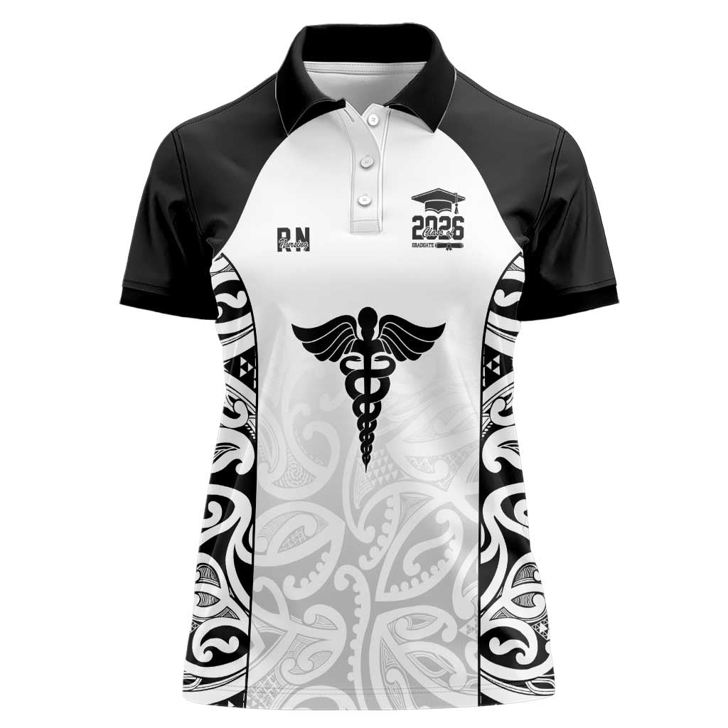 New Zealand Nurse RN 2026 Personalised Women Polo Shirt White Maori Pattern Cultural Pride