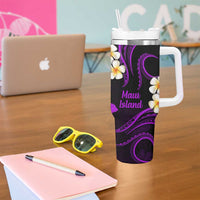 Hawaii Maui Islands Pacific Plumeria Tumbler With Handle Purple Polynesian Tattoo
