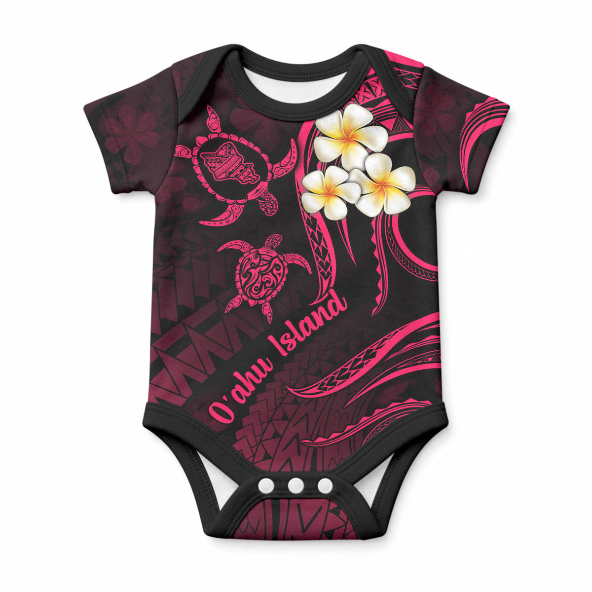 Hawaii Oahu Islands Baby Onesie Pacific Plumeria Pink Vibe LT9 Pink - Polynesian Pride