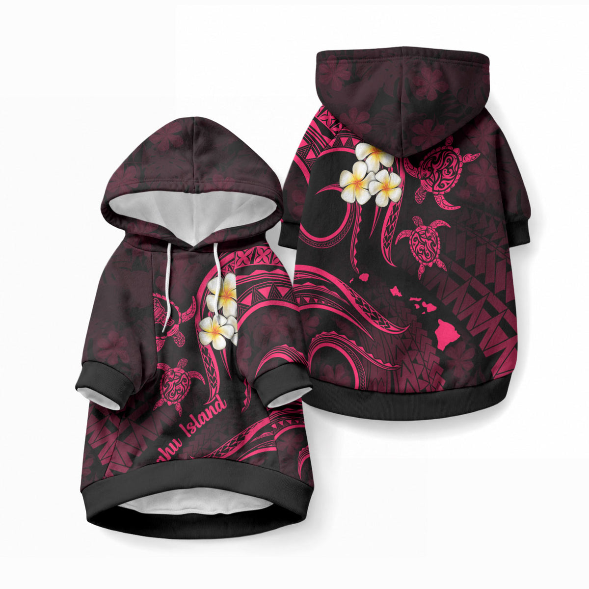 Hawaii Oahu Islands Pet Hoodie Pacific Plumeria Pink Vibe LT9 Pullover Pink - Polynesian Pride