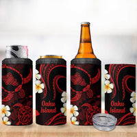 Hawaii Oahu Islands Pacific Plumeria 4 in 1 Can Cooler Tumbler Red Polynesian Tattoo LT9 - Polynesian Pride