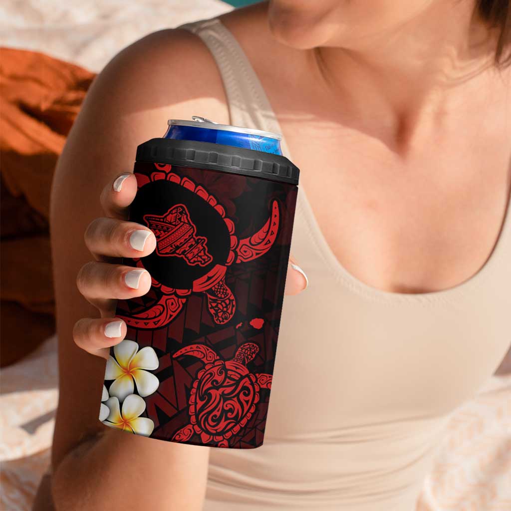 Hawaii Oahu Islands Pacific Plumeria 4 in 1 Can Cooler Tumbler Red Polynesian Tattoo LT9 - Polynesian Pride