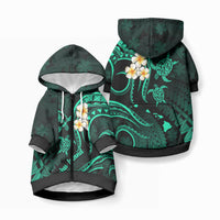 Hawaii Oahu Islands Pet Hoodie Pacific Plumeria Turquoise Vibe LT9 Zip-up Turquoise - Polynesian Pride