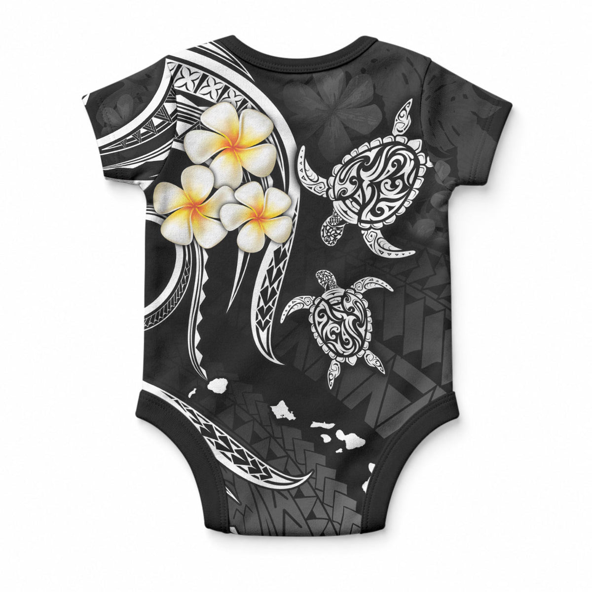 Hawaii Oahu Islands Baby Onesie Pacific Plumeria White Vibe LT9 - Polynesian Pride