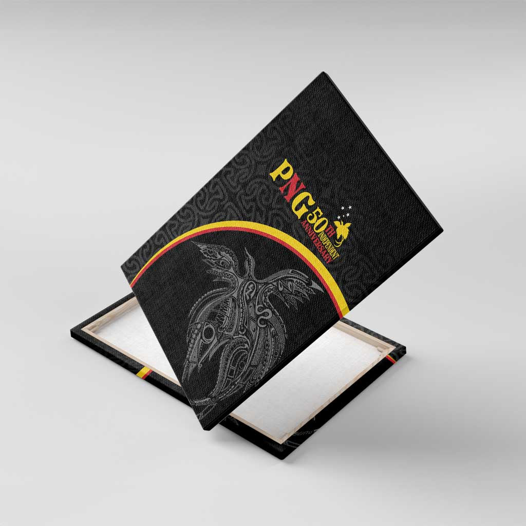 Papua New Guinea 50th Independence Day Canvas Wall Art Simple Oro Tapa Pattern - Polynesian Pride
