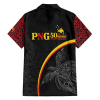 Papua New Guinea 50th Independence Day Family Matching Off Shoulder Short Dress and Hawaiian Shirt Simple Oro Tapa Pattern - Polynesian Pride